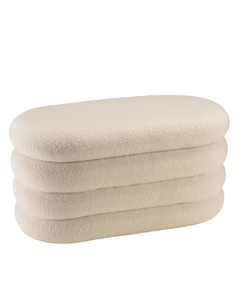 Panca bianca in tessuto Agathe Boucle con contenitore - 43x85x44 cm