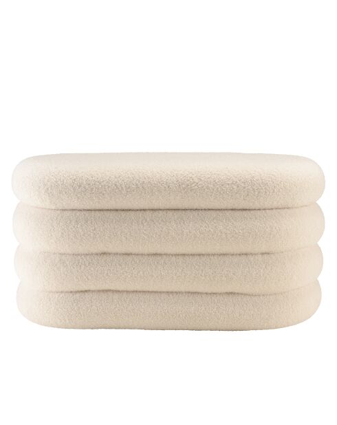 Panca bianca in tessuto Agathe Boucle con contenitore - 43x85x44 cm