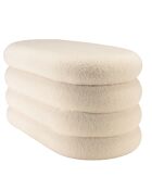 Panca bianca in tessuto Agathe Boucle con contenitore - 43x85x44 cm