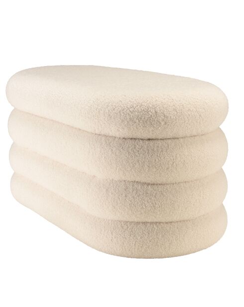 Panca bianca in tessuto Agathe Boucle con contenitore - 43x85x44 cm