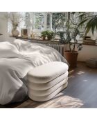 Panca bianca in tessuto Agathe Boucle con contenitore - 43x85x44 cm