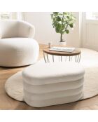 Panca bianca in tessuto Agathe Boucle con contenitore - 43x85x44 cm