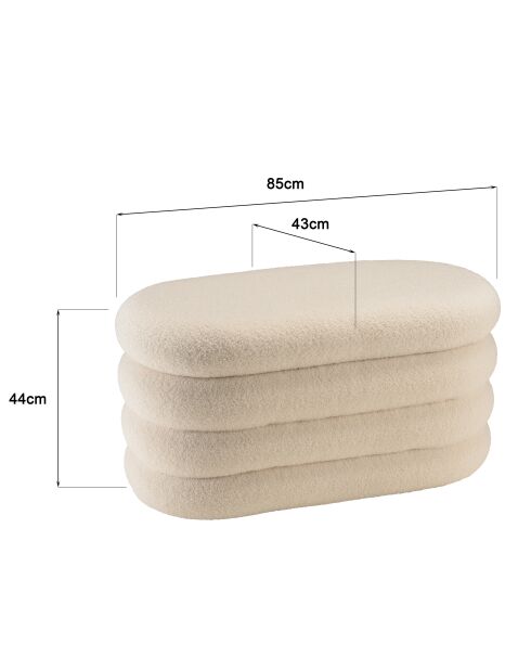 Panca bianca in tessuto Agathe Boucle con contenitore - 43x85x44 cm