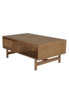 Tavolino Mario 2 cassetti motivo arrotondato 2 nicchie naturali - 60x100x40cm