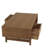 Tavolino Mario 2 cassetti motivo arrotondato 2 nicchie naturali - 60x100x40cm