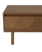 Tavolino Mario 2 cassetti motivo arrotondato 2 nicchie naturali - 60x100x40cm
