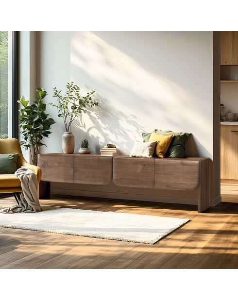 Porta TV Romy marrone mindi in legno a 4 ante - 48x200x60cm