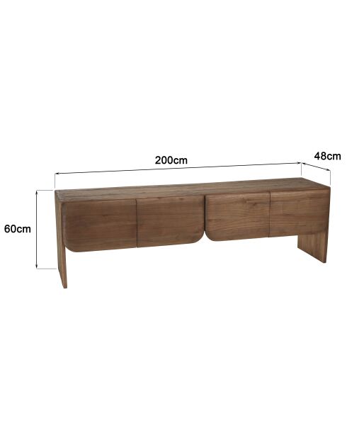 Porta TV Romy marrone mindi in legno a 4 ante - 48x200x60cm