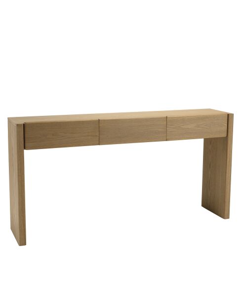 Console Ella 3 tiroirs design arrondi naturelle - 35.5x160x82cm