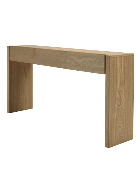 Console Ella 3 tiroirs design arrondi naturelle - 35.5x160x82cm