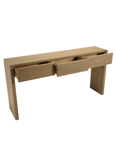 Console Ella 3 tiroirs design arrondi naturelle - 35.5x160x82cm