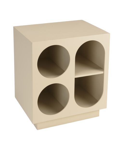 Comodino 4 nicchie in legno verniciato Agathe beige - 30x40x45cm
