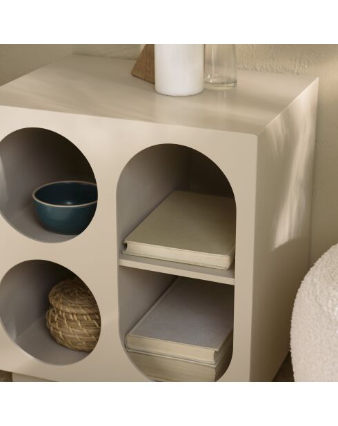 Comodino 4 nicchie in legno verniciato Agathe beige - 30x40x45cm