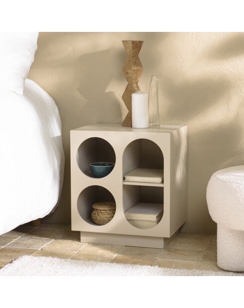 Comodino 4 nicchie in legno verniciato Agathe beige - 30x40x45cm