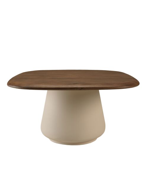 Table basse en manguier pied métal James ivoire - 70x70x37cm