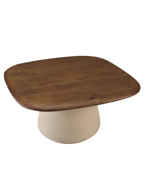 Table basse en manguier pied métal James ivoire - 70x70x37cm