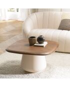 Table basse en manguier pied métal James ivoire - 70x70x37cm