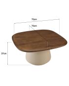 Table basse en manguier pied métal James ivoire - 70x70x37cm
