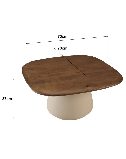Table basse en manguier pied métal James ivoire - 70x70x37cm