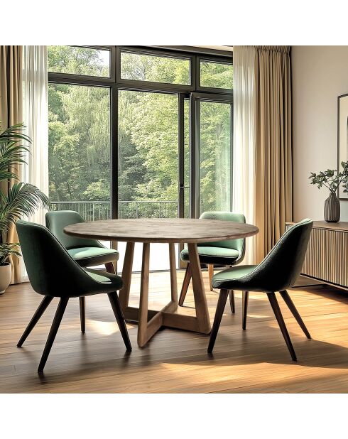 Table à manger ronde en bois de mindi Romy naturelle - 140x140x77cm