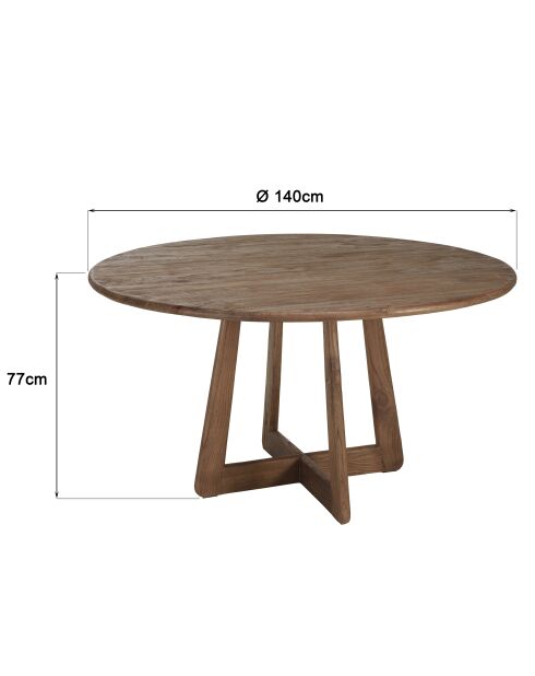 Table à manger ronde en bois de mindi Romy naturelle - 140x140x77cm