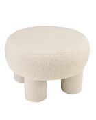 Pouf rond en tissu bouclette Agathe blanc - 50x50x33cm