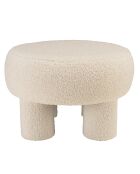 Pouf rond en tissu bouclette Agathe blanc - 50x50x33cm
