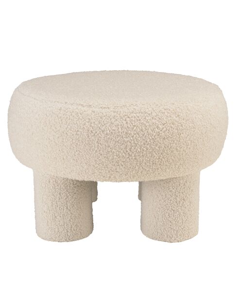 Pouf rond en tissu bouclette Agathe blanc - 50x50x33cm