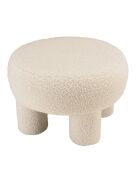 Pouf rond en tissu bouclette Agathe blanc - 50x50x33cm