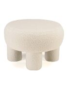 Pouf rond en tissu bouclette Agathe blanc - 50x50x33cm