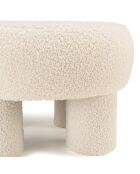 Pouf rond en tissu bouclette Agathe blanc - 50x50x33cm