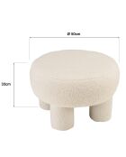 Pouf rond en tissu bouclette Agathe blanc - 50x50x33cm