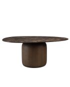Table basse ovoïde plateau céramique James pied en manguier marron - 56x90x37cm