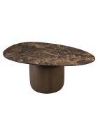 Table basse ovoïde plateau céramique James pied en manguier marron - 56x90x37cm