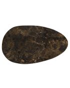 Table basse ovoïde plateau céramique James pied en manguier marron - 56x90x37cm