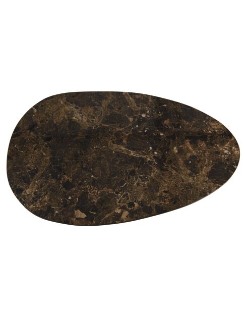 Table basse ovoïde plateau céramique James pied en manguier marron - 56x90x37cm