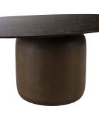 Table basse ovoïde plateau céramique James pied en manguier marron - 56x90x37cm