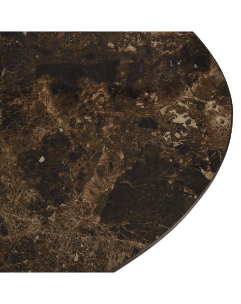 Table basse ovoïde plateau céramique James pied en manguier marron - 56x90x37cm