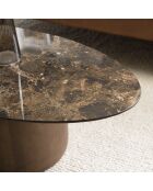 Table basse ovoïde plateau céramique James pied en manguier marron - 56x90x37cm