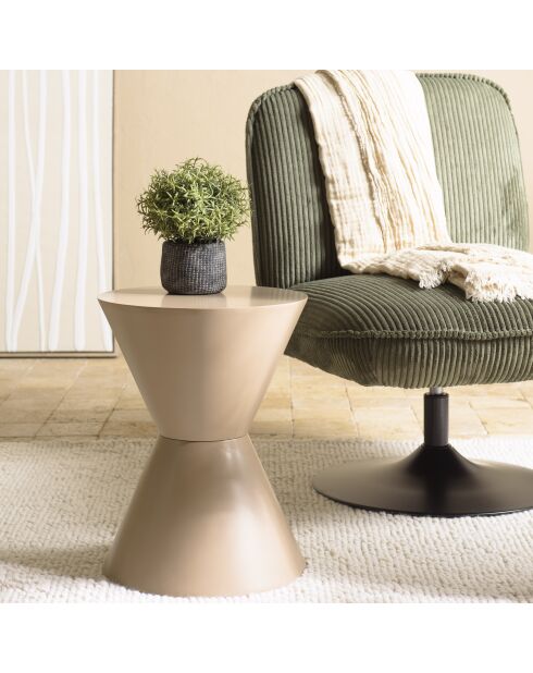 Table d'appoint ronde en bois peint Agathe taupe - 35x35x46.5cm