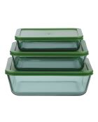 Set di 3 contenitori rettangolari in vetro verde Aloe - 64/105/152 cl
