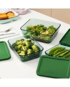 Set di 3 contenitori rettangolari in vetro verde Aloe - 64/105/152 cl
