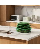 Set di 3 contenitori rettangolari in vetro verde Aloe - 64/105/152 cl