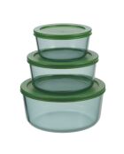Set di 3 contenitori rotondi in vetro verde Aloe - 40/65/95 cl