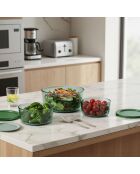 Set di 3 contenitori rotondi in vetro verde Aloe - 40/65/95 cl