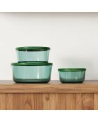 Set di 3 contenitori rotondi in vetro verde Aloe - 40/65/95 cl