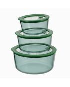 Lot de 3 boîtes de conservation rondes Aloe vertes - 40/65/95 cl