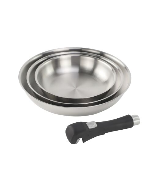 Juego de 7 rascadores extraíbles en acero inoxidable 18/8 plateado por inducción