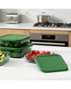 Set di 3 scatole portaoggetti quadrate in vetro verde Aloe - 32/52/80 cl