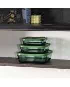 Set di 3 scatole portaoggetti quadrate in vetro verde Aloe - 32/52/80 cl